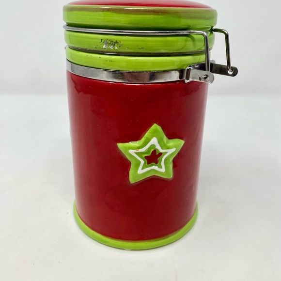Red and Green Canister with Holiday Design - Picture 2 of 12